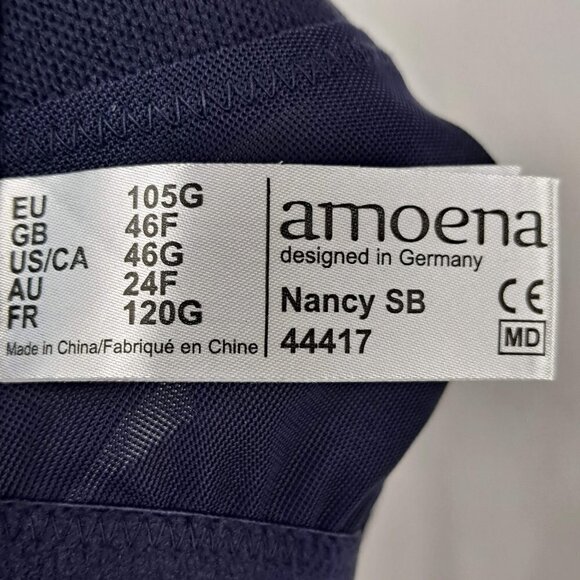 Amoena Nancy SB US Size 46G Navy Blue Lace Detail Adj Straps Back Closure NWT - Picture 9 of 13